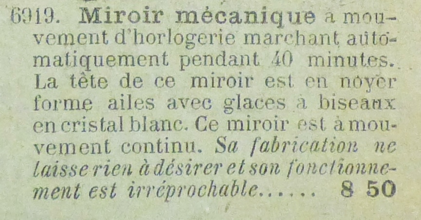 Commentaire miroir mécanique 1895